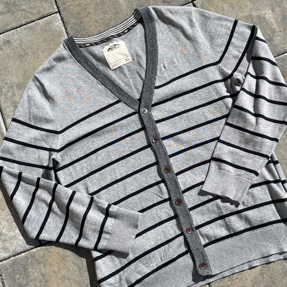 Vans Off The Wall Button Down Cardigan Striped Sweater Size XL